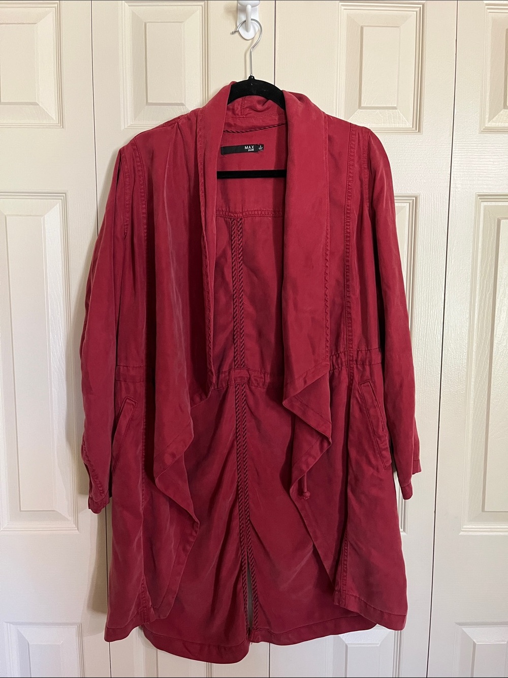 Max Jeans Women's Red Draped Trench Coat